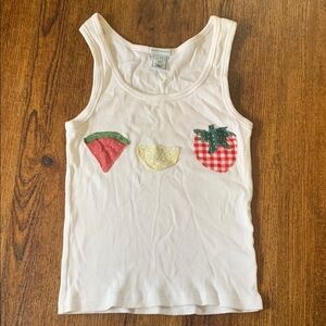 Old Navy White Ribbed Tank With Fruit Patchwork